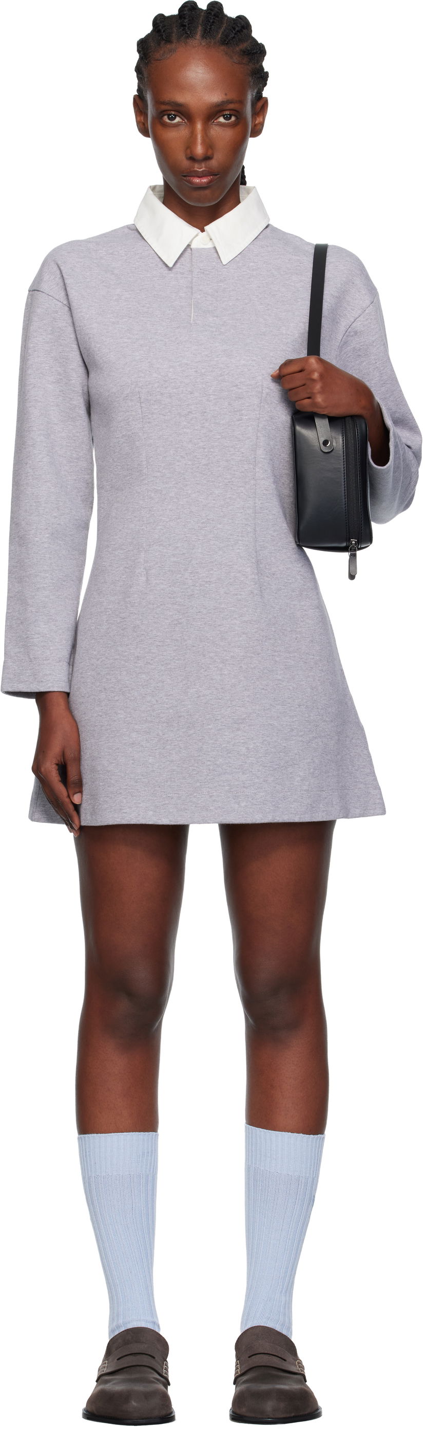 Haljina JW Anderson JW Anderson Long Sleeve Polo Midi Dress Siva | JD0047-PG1845