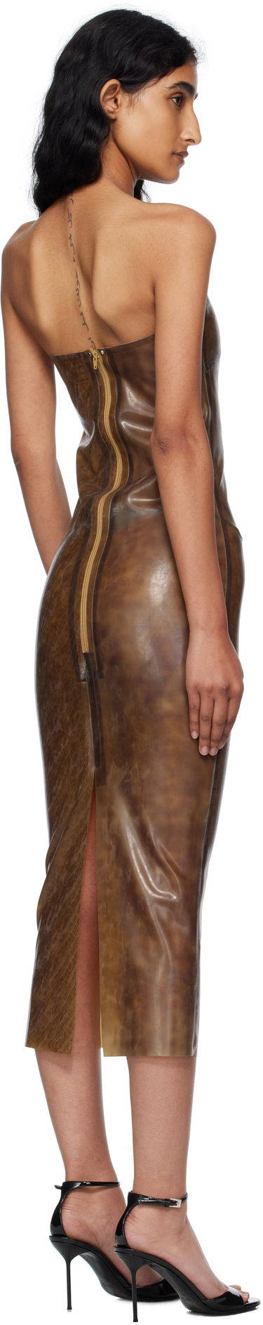 Haljina Miaou Miaou Lila Latex Midi Dress Smeđa | 5025LTXLEO, 2
