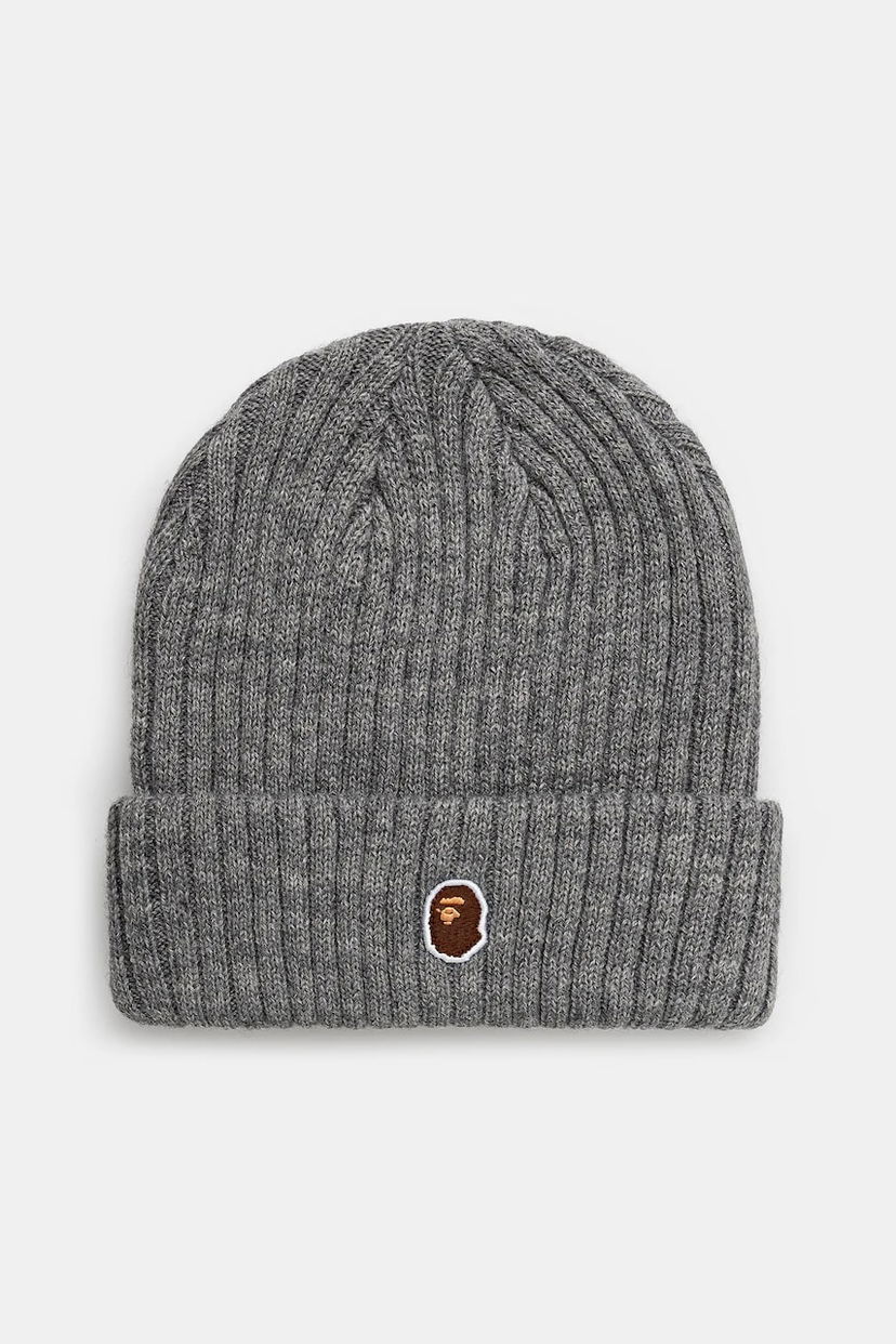 Kapica BAPE A Bathing Ape One Point Beanie Siva | 1K80281003