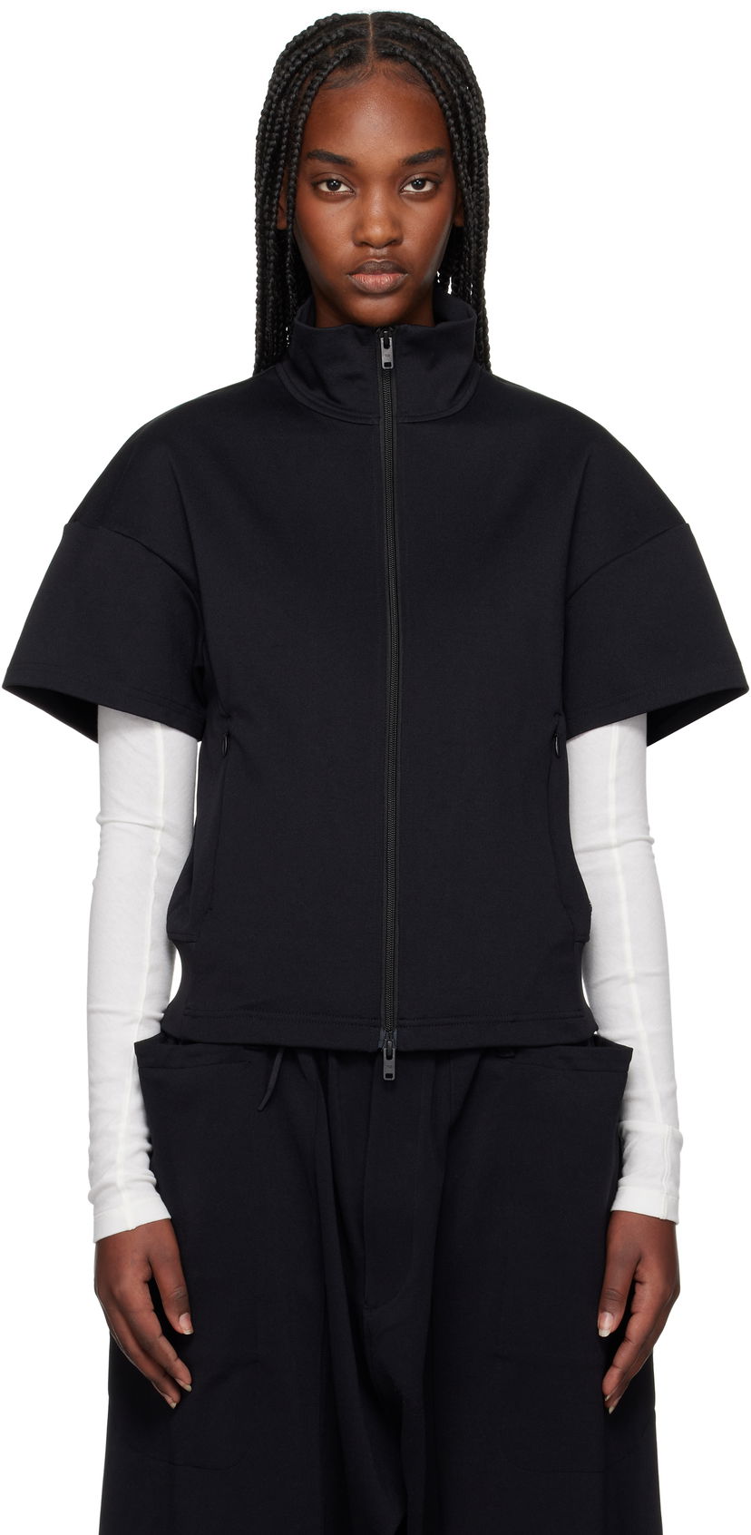 Prsluk Y-3 Y-3 3S Short Sleeve Zip-Up Shirt Crna | JN4984
