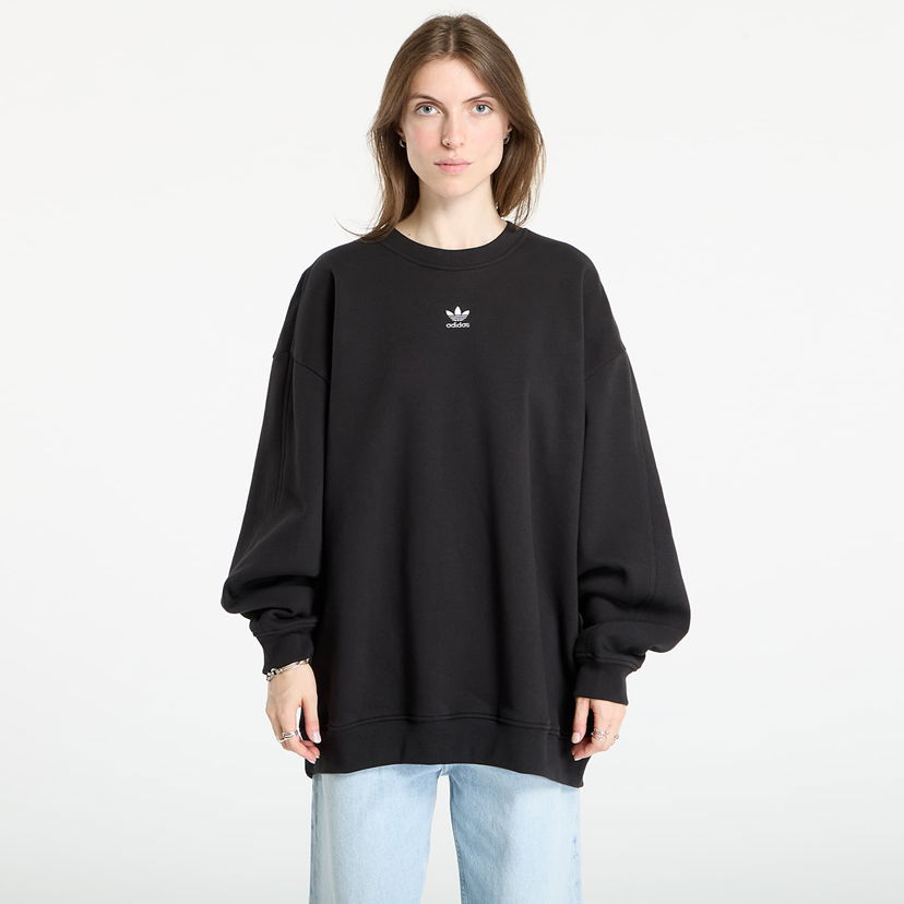 Dukserice adidas Originals Essentials Fleece Long Oversized Crew Sweatshirt Crna | IY1834