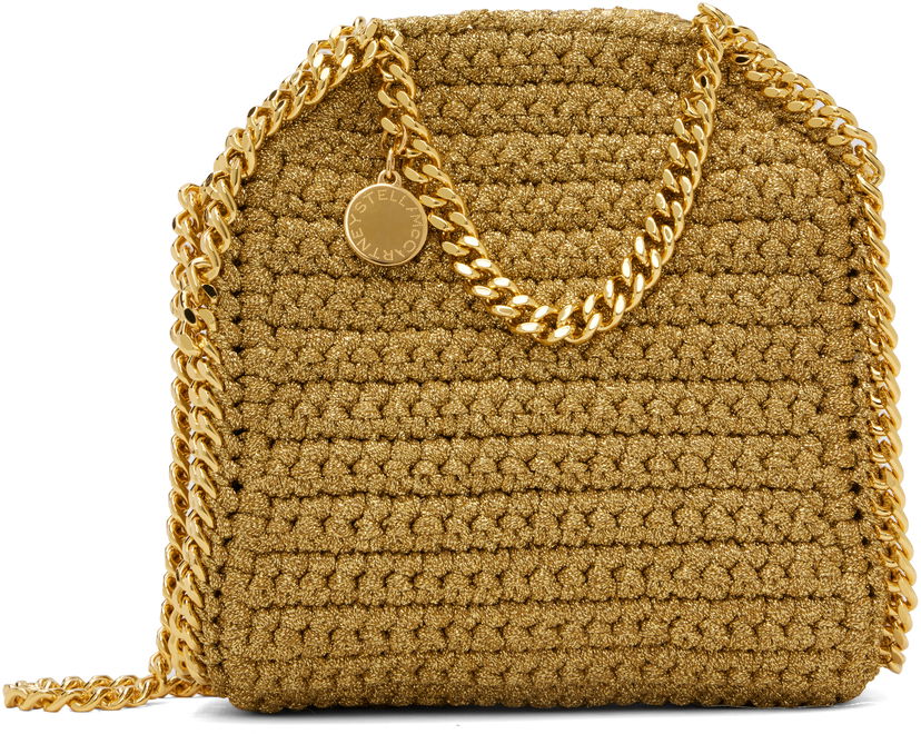 Tote bag Stella McCartney Stella McCartney Tiny Falabella Lurex Crochet Tote Bag Metalik | 391698WP0603
