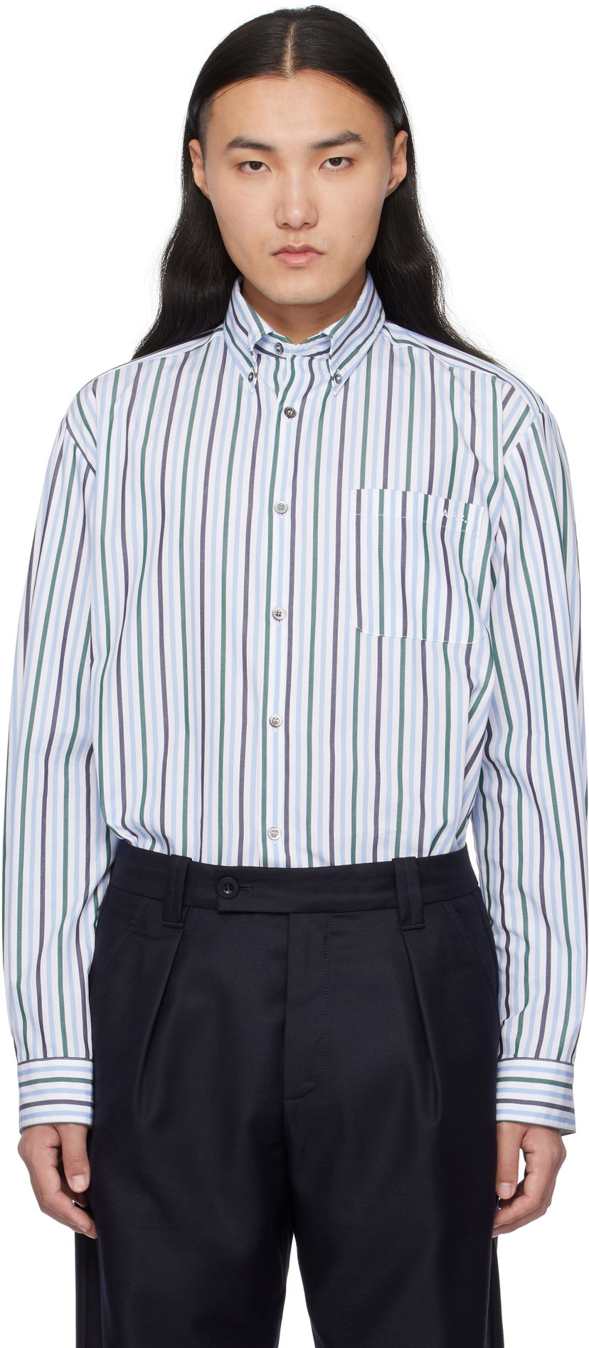 Košulja A.P.C. Striped Logo Shirt Bijela | COHEI-H12599