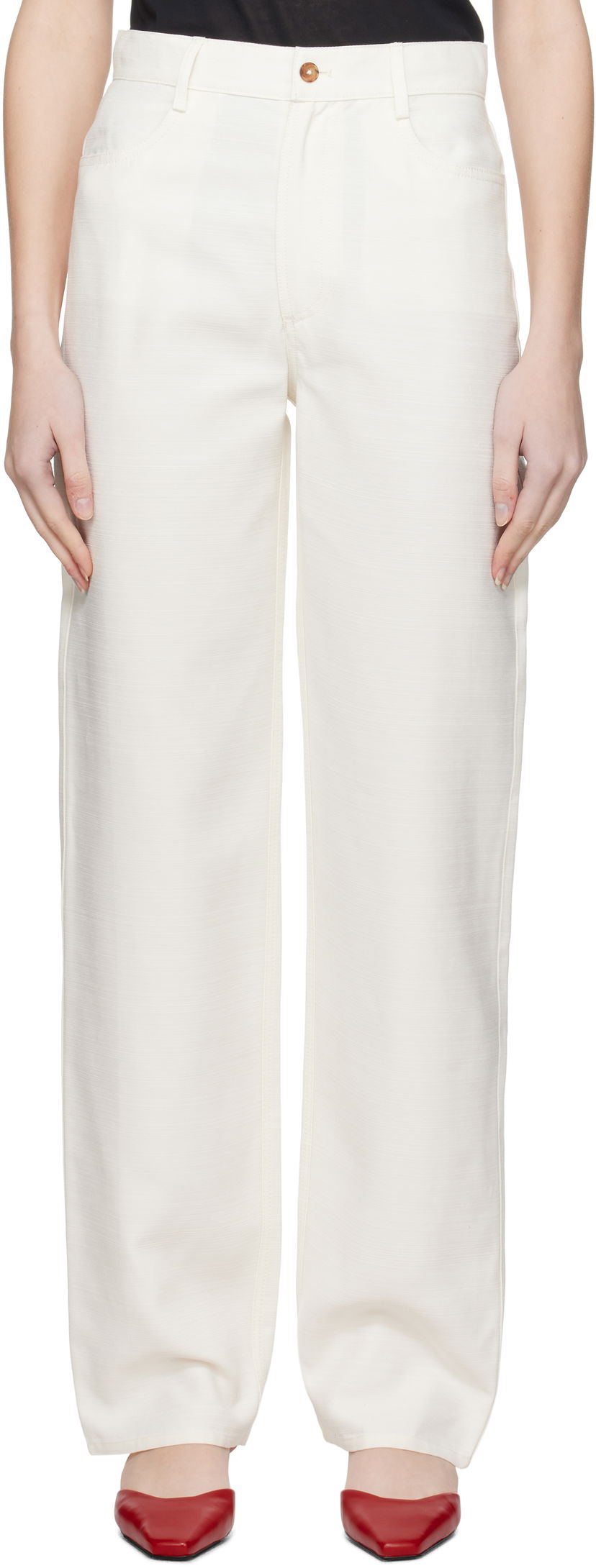 Hlače Loulou de Saison Loulou de Saison Ardea Trousers Bijela | ARDEA