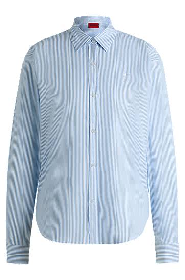 Košulja BOSS Regular-Fit Striped Cotton-Blend Blouse Plava | 50539864