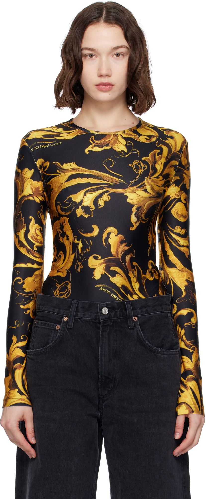 Body Versace Versace Jeans Couture Lycra Regalia Bodysuit Crna | E79HAM221_EJS501