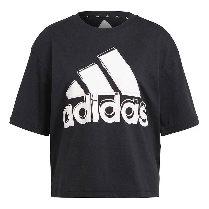 Crop top adidas Originals Short Sleeve T-Shirt with Big Logo Crna | HB5101