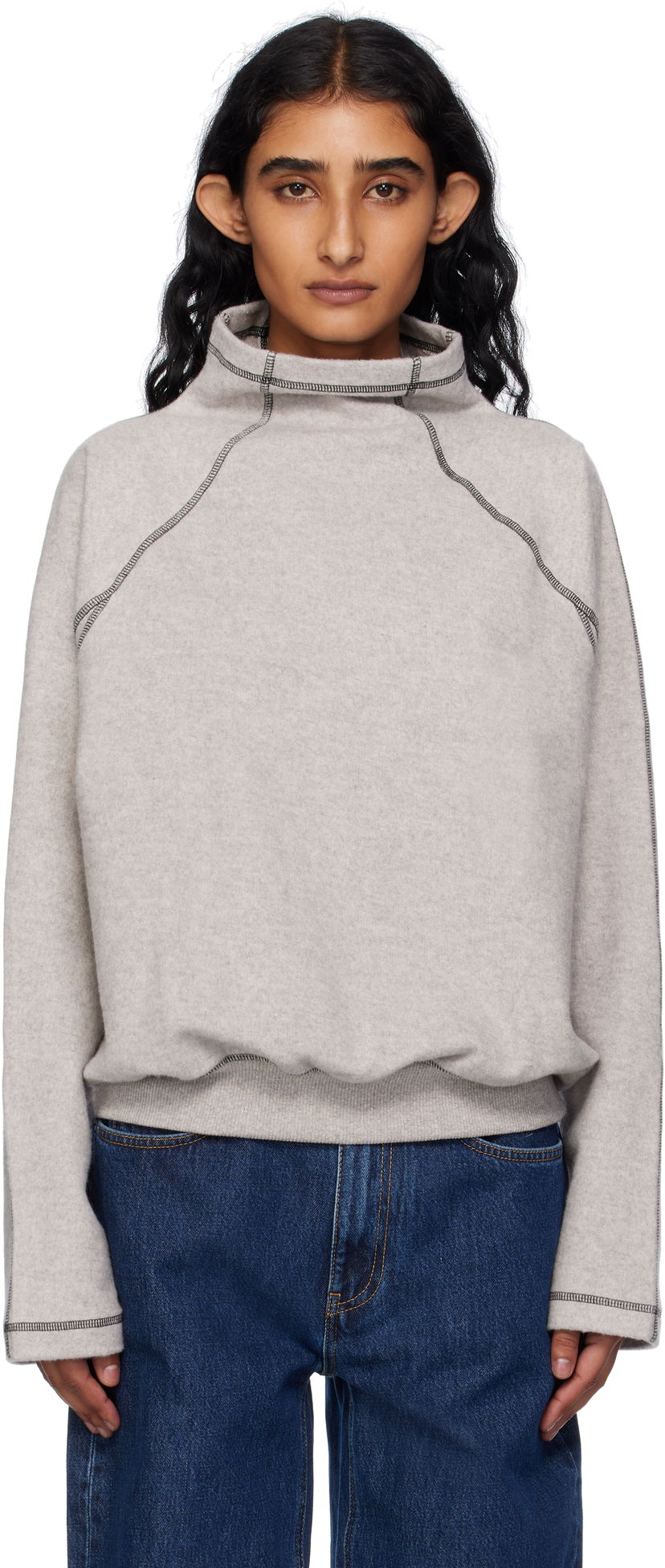 Džemper Baserange Baserange Fold Turtleneck Top Siva | PUFOT-RCF-AU25