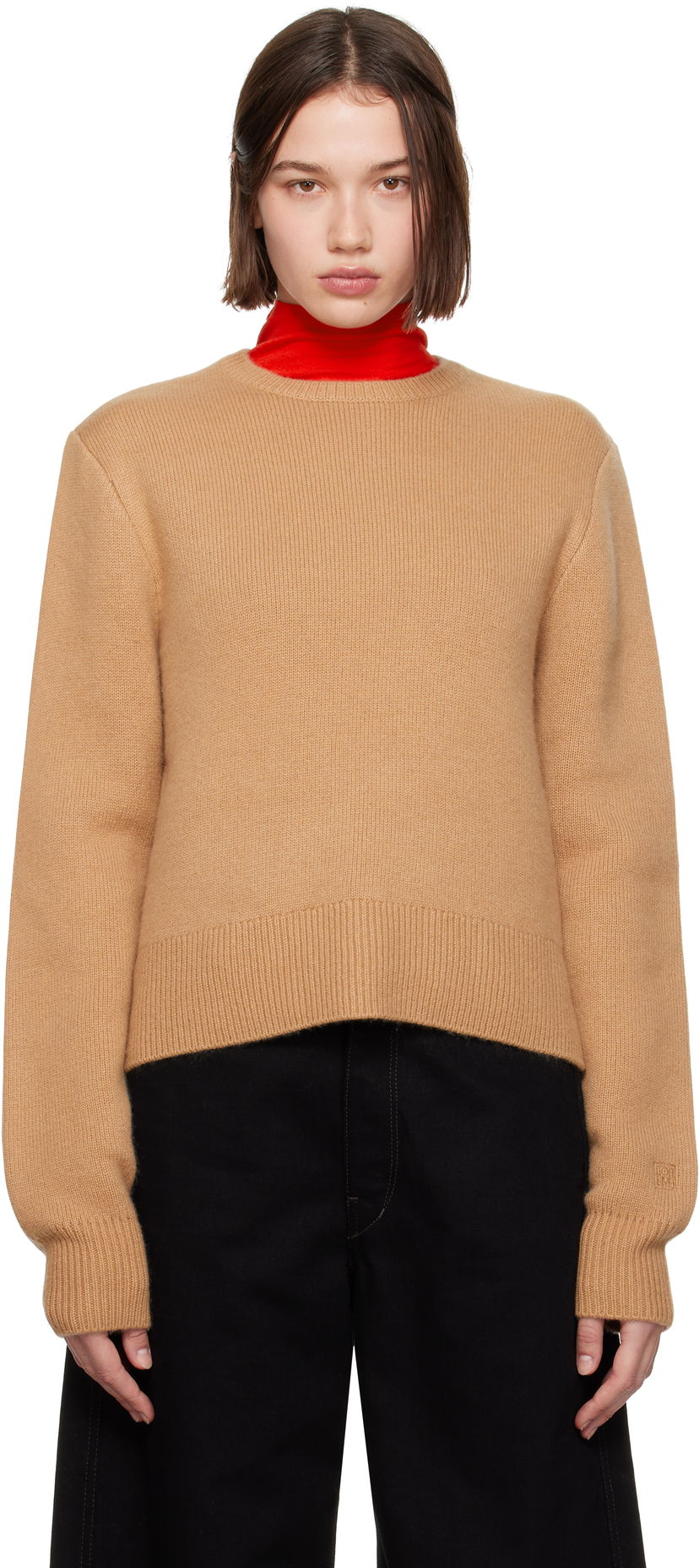 Džemper TOTEME TOTEME Cropped Crew-Neck Knit Sweater Smeđa | 244-WRT0404-YA0126