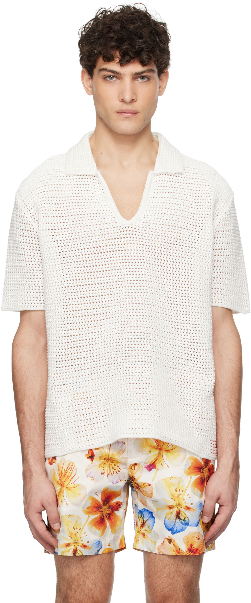 Košulja Orlebar Brown Batten Crochet Polo Shirt Bijela | 277182