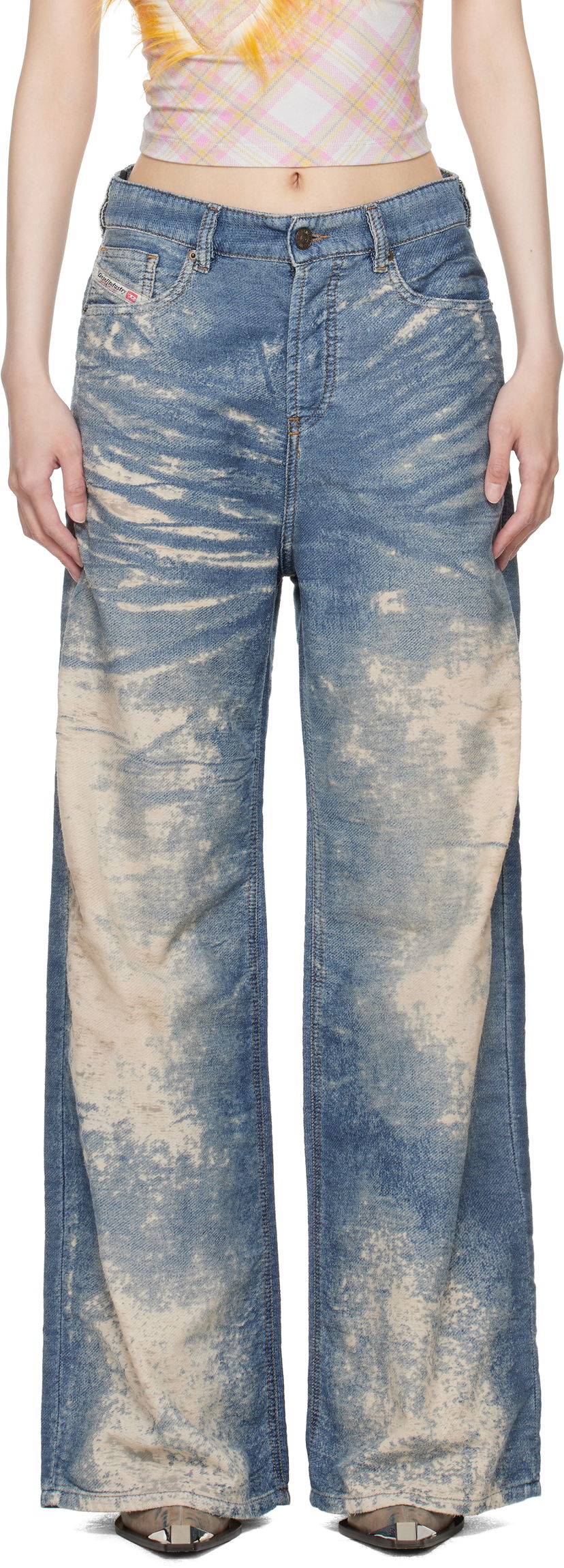 Jeans Diesel Bleached High-Rise Wide-Leg Jeans Plava | A16977 068RE