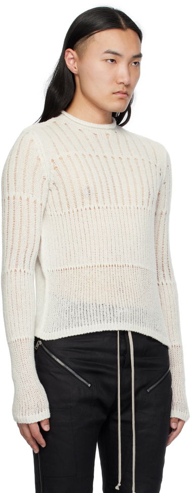 Džemper Rick Owens Rick Owens Hollywood Grid Knit Cropped Sweater Bijela | RU01E5680 KGRID, 1