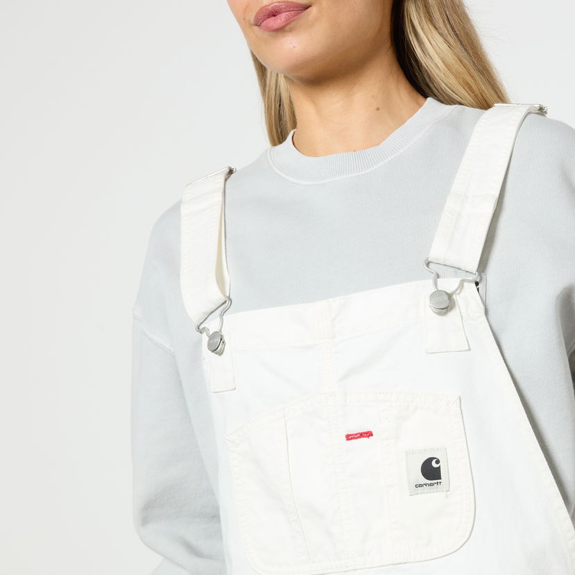 Hlače Carhartt WIP Bib Newcomb Drill Denim Dungarees Bijela | I026561