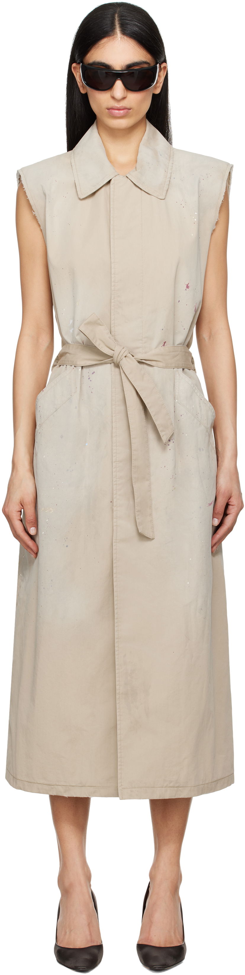 Haljina Maison Margiela MM6 Maison Margiela Sleeveless Trench Coat Bež | S62FB0082 S78537