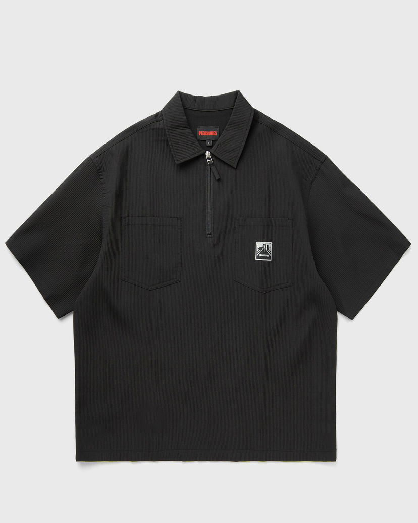 Polo majica Pleasures Pleasures Electron Zip Pique Polo Shirt Crna | P25SP023-BLACK