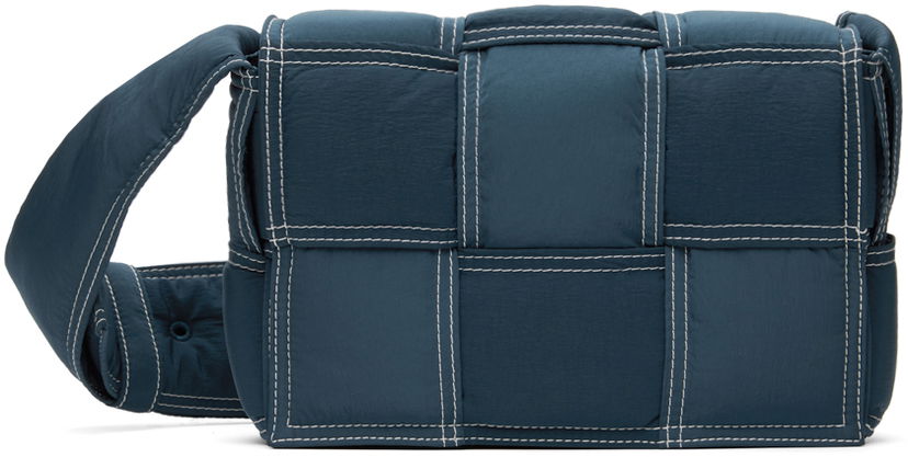 Torba za rame Bottega Veneta Bottega Veneta Small Padded Tech Cassette Bag Plava | 795675 V4GT1 3493