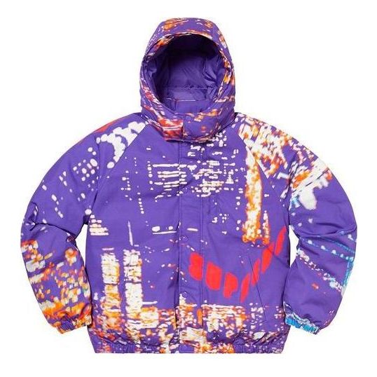 Pernata jakna Supreme City Lights Print Puffy Jacket Ljubičasta | SUP-SS20-356