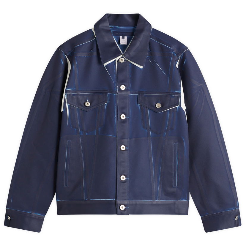 Bomber jakna Comme des Garçons CDG SHIRT Garment Printed Twill Trucker Jacket Plava | FO-J503-051-1