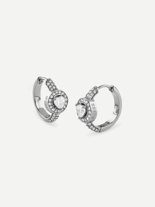 Naušnice GUESS Stone Studded Huggie Earrings Siva | JUBE04670JW