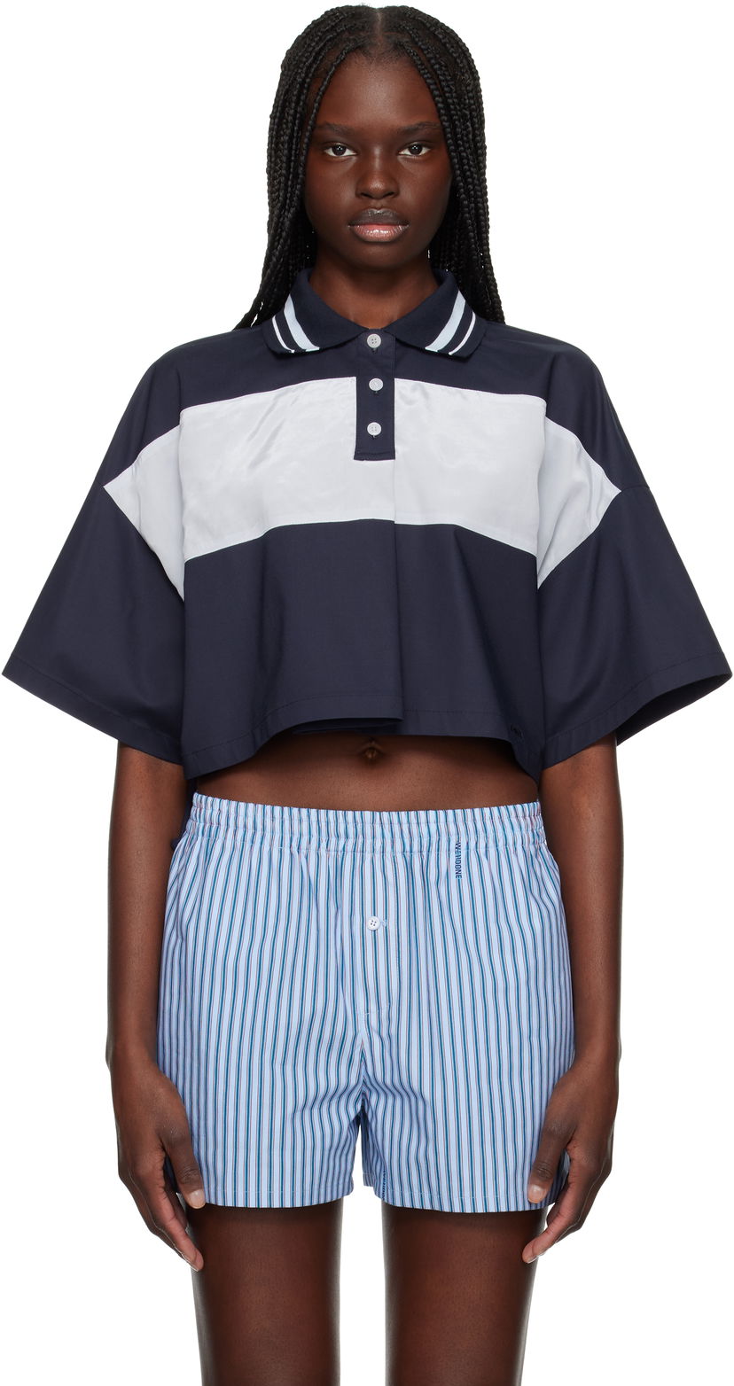 Crop top We11done We11done Color Block Cropped Polo Tamnoplava | WD-BL1-25-132-W-NV