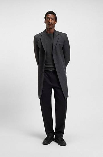 Džemper BOSS Regular-fit sweater in cotton and virgin wool Siva | 50549977, 1