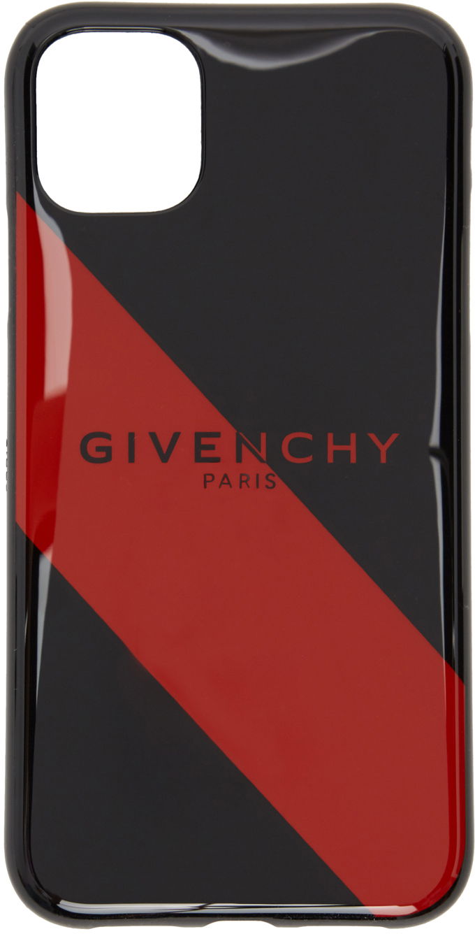 Privjesci za ključeve Givenchy Striped Logo iPhone 11 Case Crna | BK604QK119