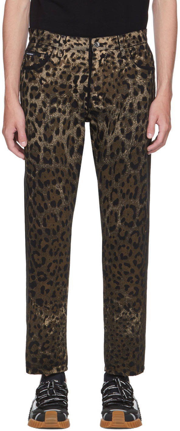 Jeans Dolce & Gabbana Dolce & Gabbana Leopard Print Jeans Smeđa | GYJDAD G8EI1