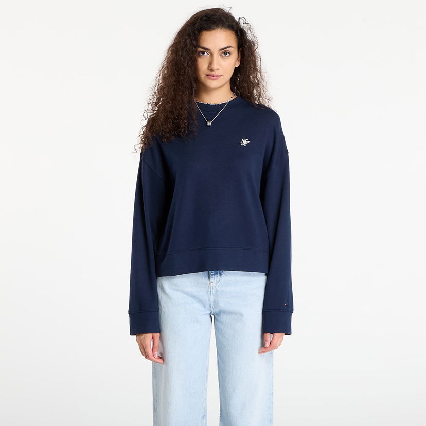 Dukserice Tommy Hilfiger Tommy Hilfiger Script Pique Sweatshirt Tamnoplava | WW0WW46152 C1G