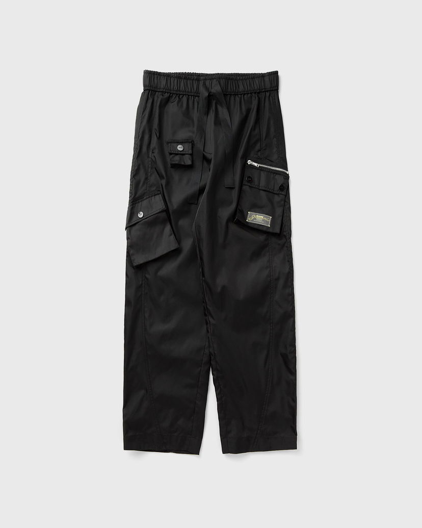 Cargo hlače GANNI Ganni Duchesse Nylon Elasticated Cropped Pants Crna | W0476-099