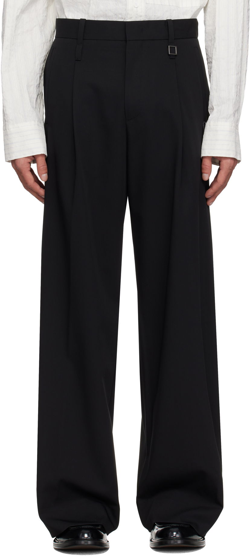 Hlače WOOYOUNGMI WOOYOUNGMI Wool Wide Leg Trousers Crna | W251PT03