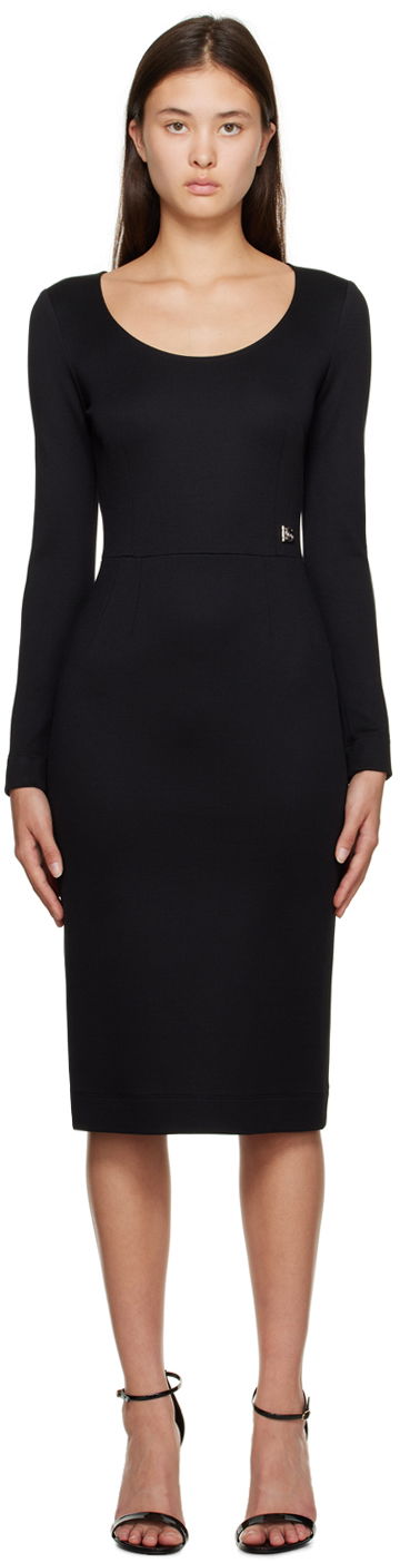 Haljina Dolce & Gabbana Black Milano Midi Dress Crna | F6ARMT FUGPN