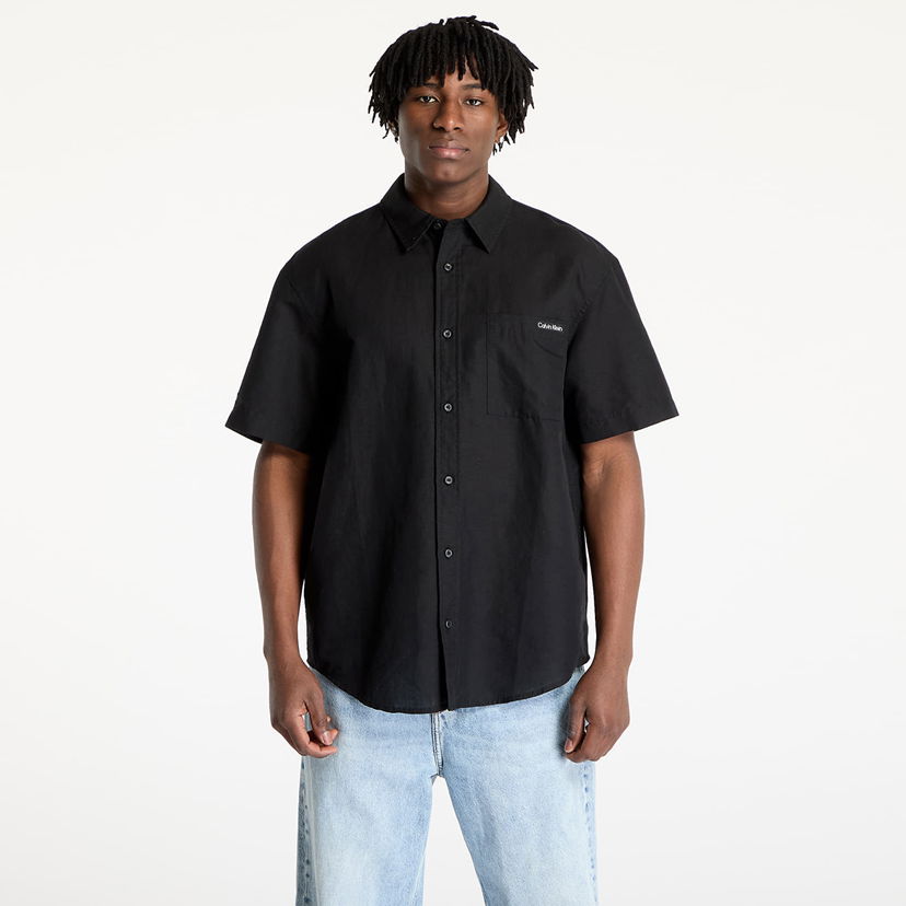 Košulja CALVIN KLEIN Calvin Klein Jeans Linen Cotton Short Sleeve Shirt Crna | J30J327296 BEH