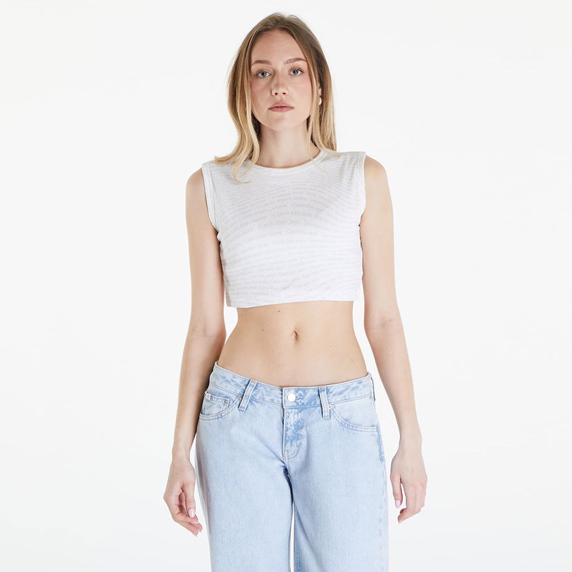 Majica bez rukava CALVIN KLEIN Top Jeans Cropped Tank Top Warp Logo White Bijela | J20J223163 0K9