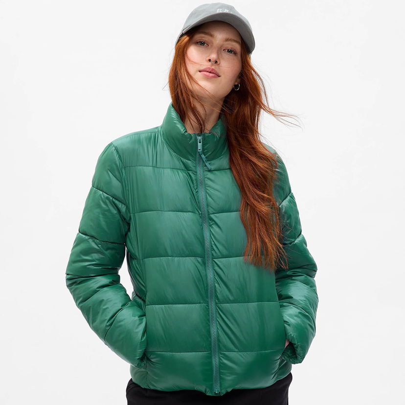 Pernata jakna GAP Jacket Logo Puffer Jacket June Bug XXS Zelena | 724309-04