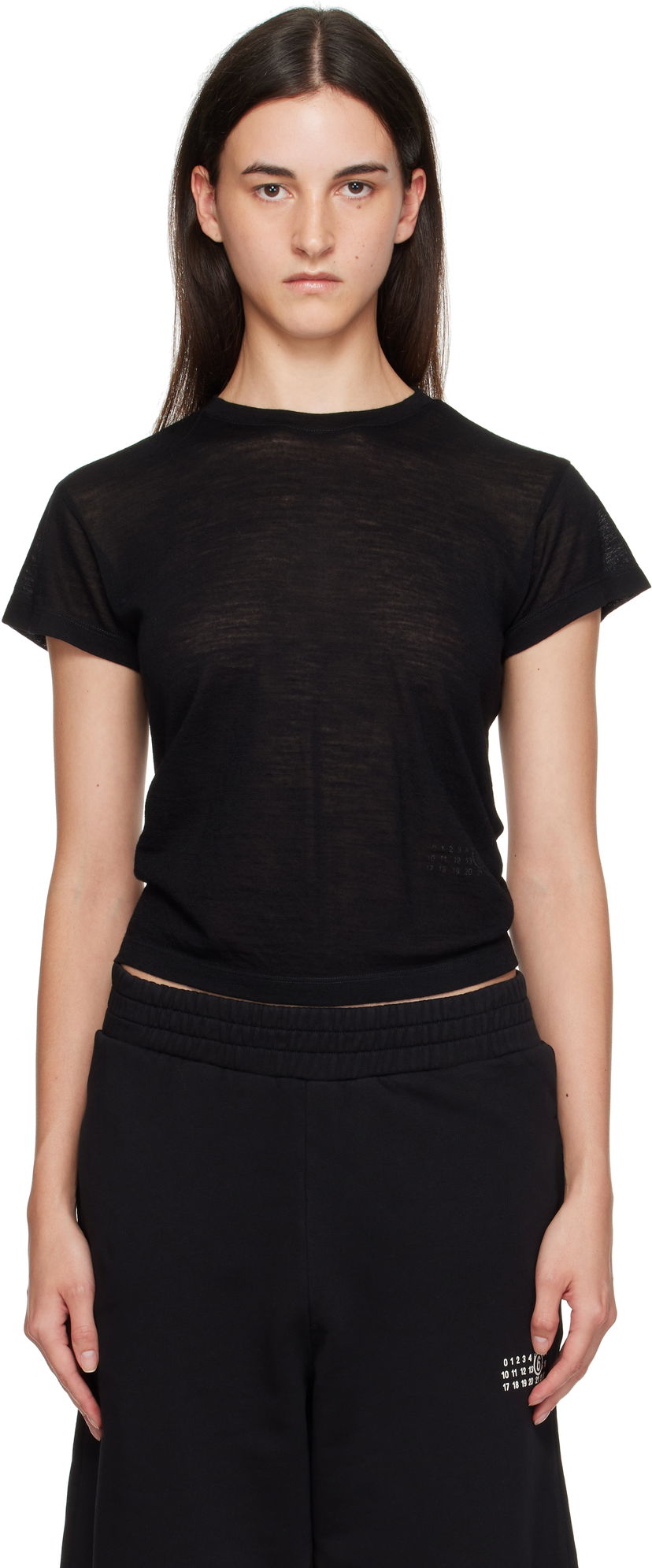 Majica kratkih rukava Maison Margiela MM6 Maison Margiela Sheer Wool T-Shirt Crna | S52GC0354 M20123