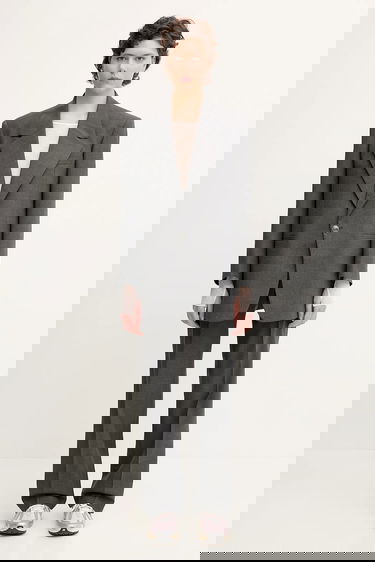 Hlače Marine Serre Marine Serre Regenerated Tailoring Wide Leg High Waist Trousers Siva | WPA154A.DWOV0057, 4