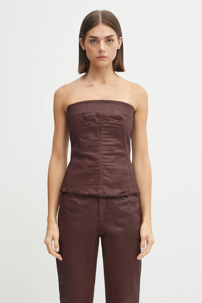 Majica bez rukava Rick Owens Rick Owens DRKSHDW Bustier Top Smeđa | DS02E7129.SDSW
