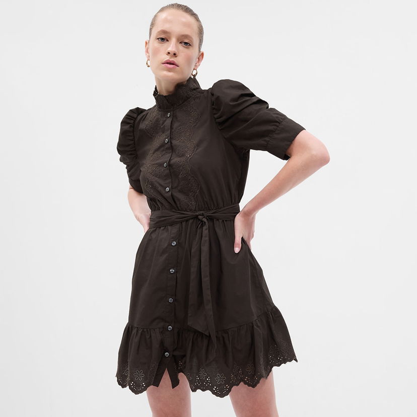 Haljina GAP Mini Shirtdress Brown Noir Smeđa | 792564-01