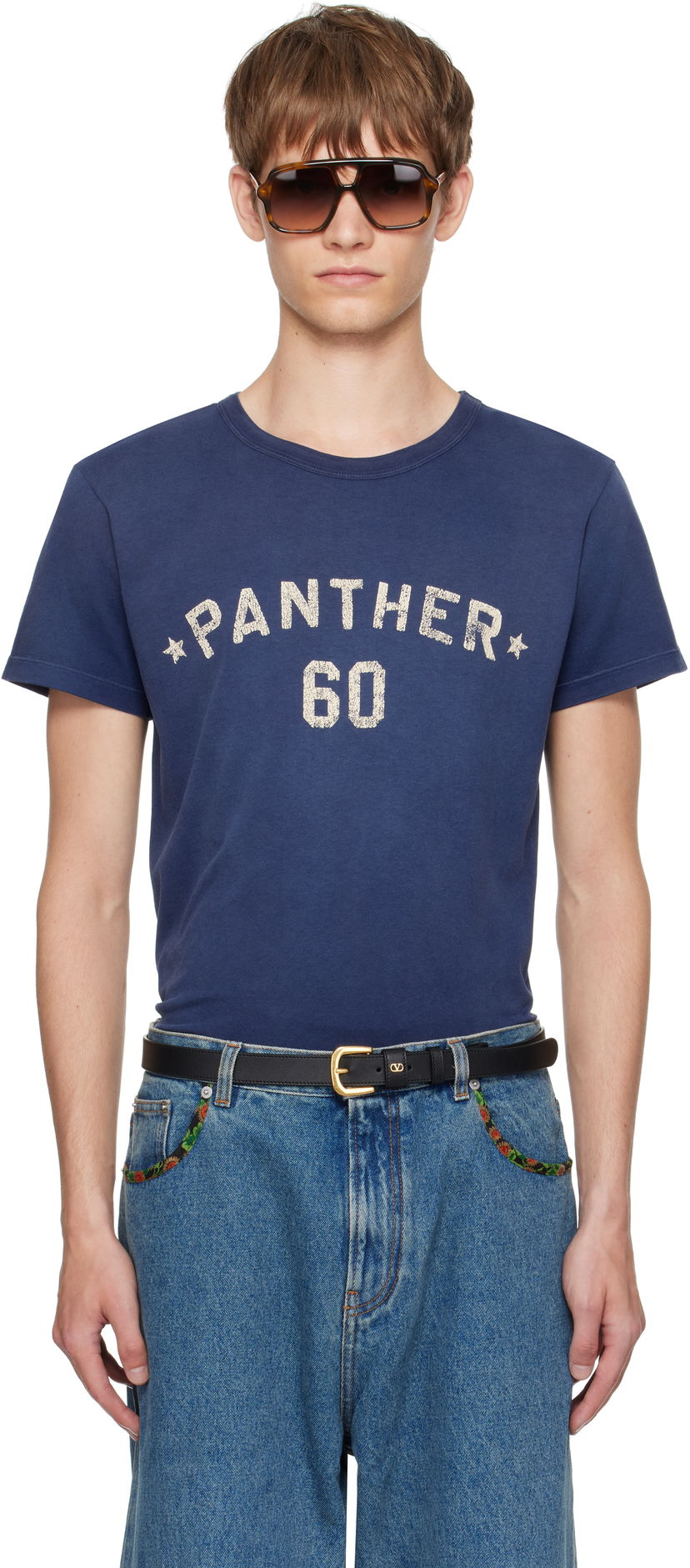 Majica kratkih rukava Valentino Valentino 'Chez Valentino' Panther 60 Graphic T-Shirt Plava | 7V3MG17EAYD