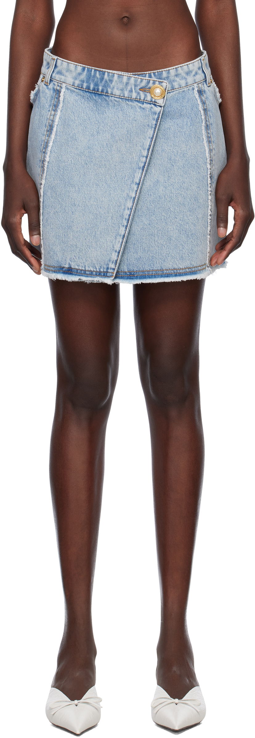Suknja Balmain Balmain Asymmetric Denim Miniskirt Plava | EF0LA535DF75