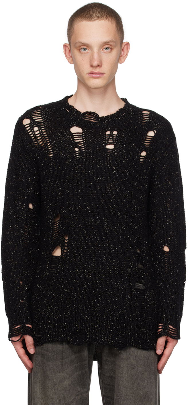 Džemper R13 R13 Distressed Knit Sweater Crna | R13WY184-Y103B