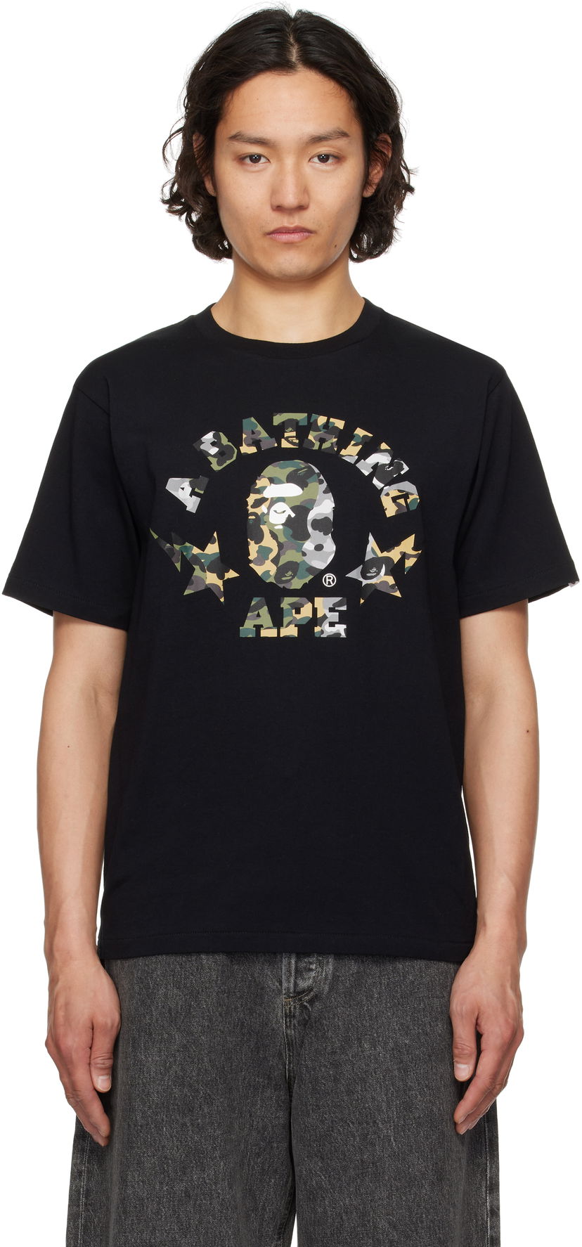 Majica kratkih rukava BAPE 1st Camo Crazy STA College T-Shirt Crna | 001TEL301016M