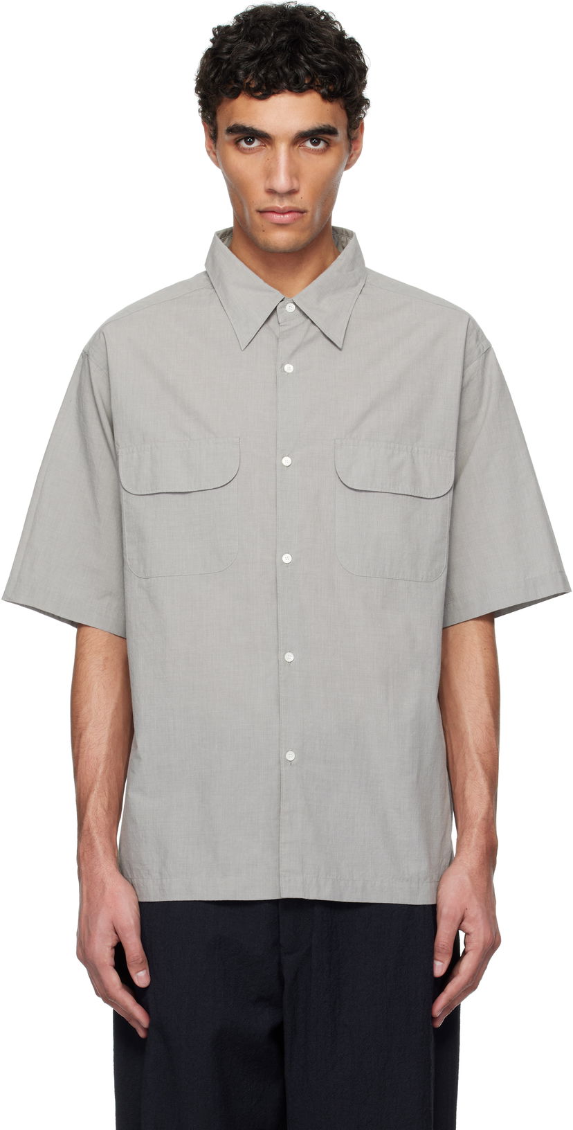 Košulja NANAMICA nanamica Regular Collar End on End Short Sleeve Shirt Siva | S25SG075U