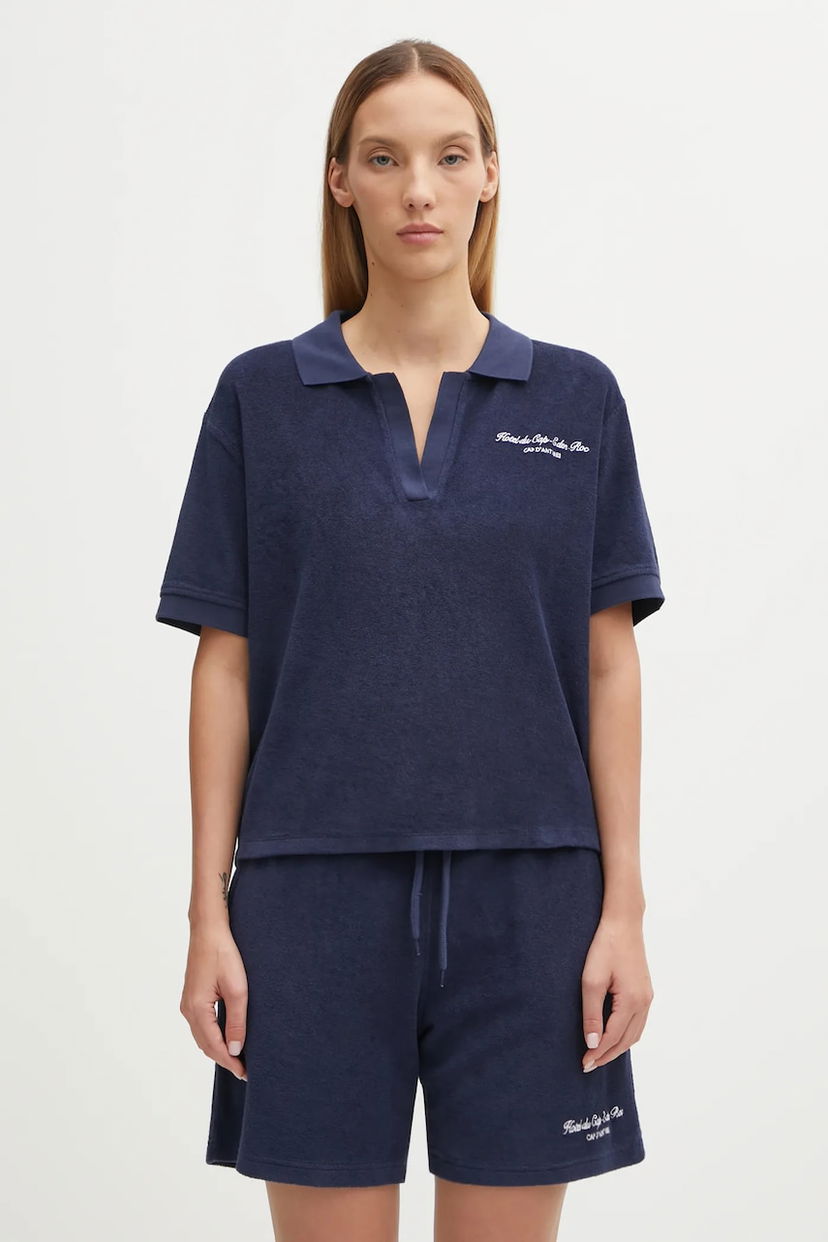 Polo majica Sporty & Rich Eden Script Terry Polo Shirt Tamnoplava | TO00160673BL106
