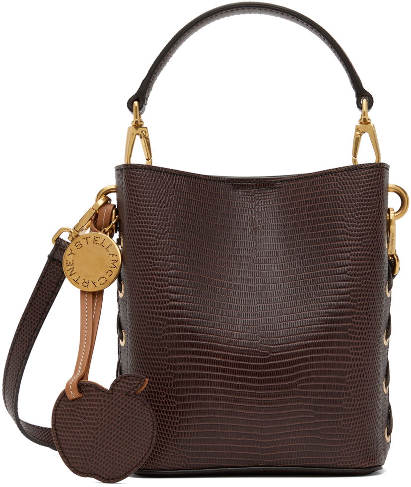 Ručna torbica Stella McCartney Stella McCartney Frayme Scale-Embossed Bucket Bag Smeđa | 7B0093WP0426