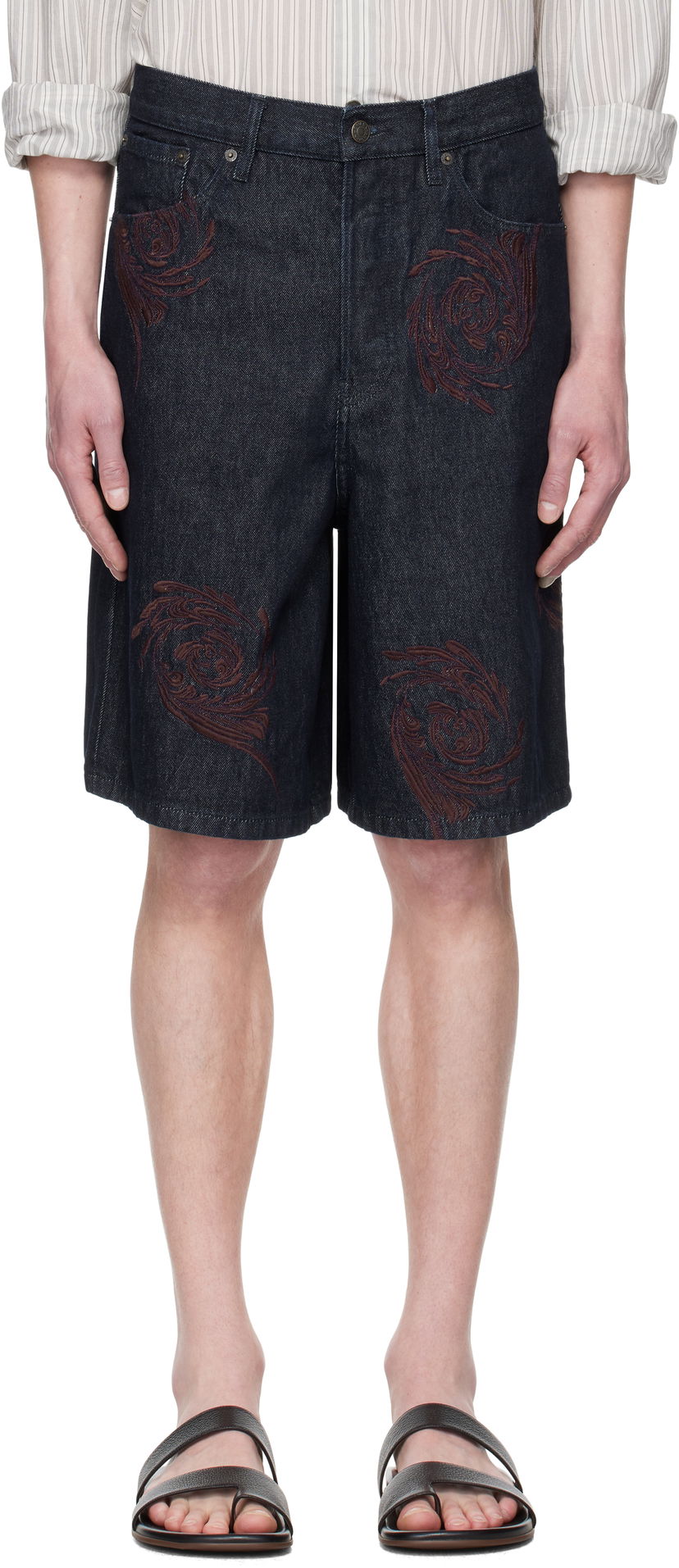 Kratke hlače Dries Van Noten Dries Van Noten Embroidered Denim Shorts Plava | 251-080918-1554