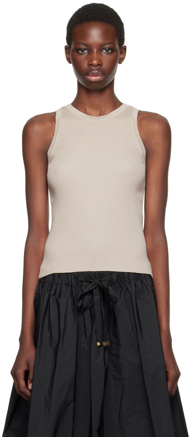 Majica bez rukava Max Mara Ribbed Knit Tank Top Bež | 2429366081600