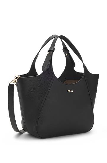 Tote bag BOSS Grained-leather tote bag with logo lettering Crna | 50552118, 1