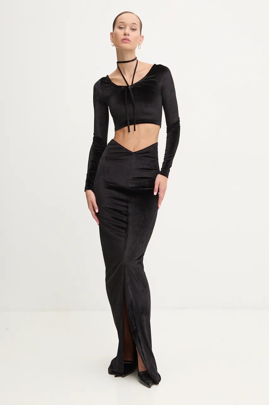 Suknja Fiorucci Fiorucci Maxi Velvet Skirt Crna | W01FMBSK236VR01BK01, 0