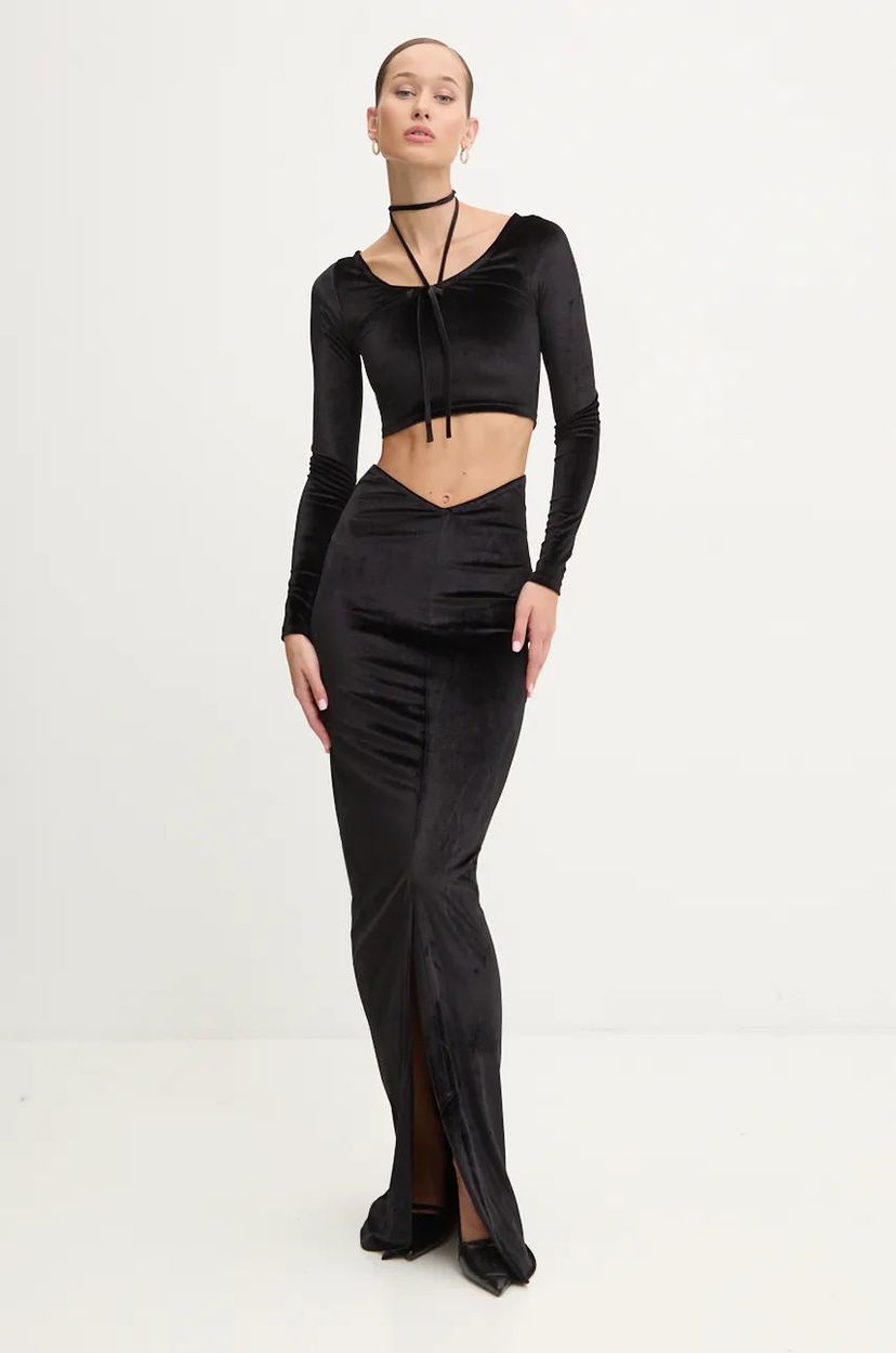 Suknja Fiorucci Fiorucci Maxi Velvet Skirt Crna | W01FMBSK236VR01BK01
